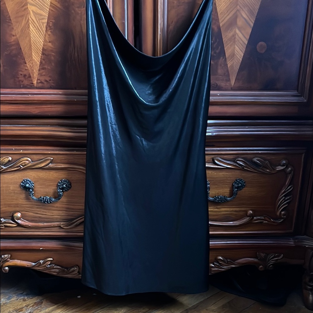 Elegant Black Satin Dress